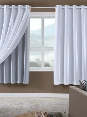 Cortina Blackout Com Voil 2,60m X 1,70m Pratika Bella Janela Branca