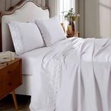 Jogo de Cama Buettner Solteiro Linha Sonata c/ Renda Amy 3 peças Branco